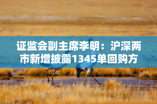 证监会副主席李明：沪深两市新增披露1345单回购方案 预计回购金额上限合计1866亿