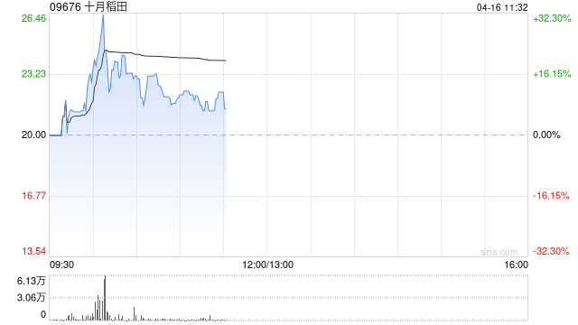 十月稻田早盘涨近11% 去年公司销售业绩未达预期