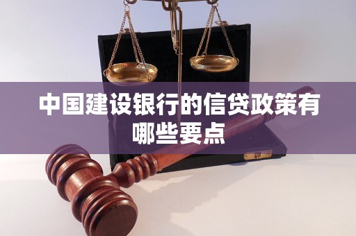 中国建设银行的信贷政策有哪些要点