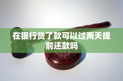 在银行贷了款可以过两天提前还款吗