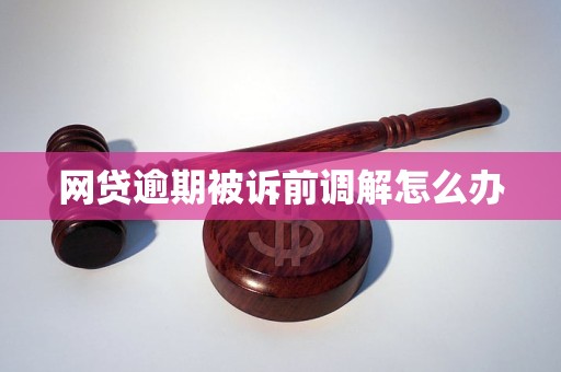 网贷逾期被诉前调解怎么办