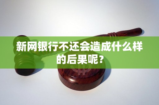 新网银行不还会造成什么样的后果呢？